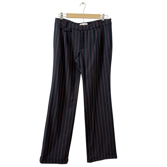 Anthropologie Low-Rise Flare Pants Trousers Blue Red Striped US 4 - Picture 2 of 6